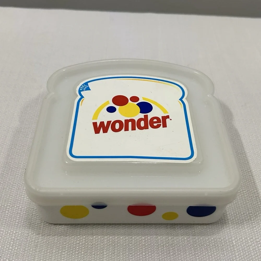 Vintage Wonder Bread Shaped Sandwich Keeper Storage Container‎ Logo Lunchbox